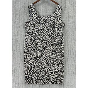 Maya Brooke Sheath Dress Plus Size 20W Black Beige Sleeveless Animal Print Zip